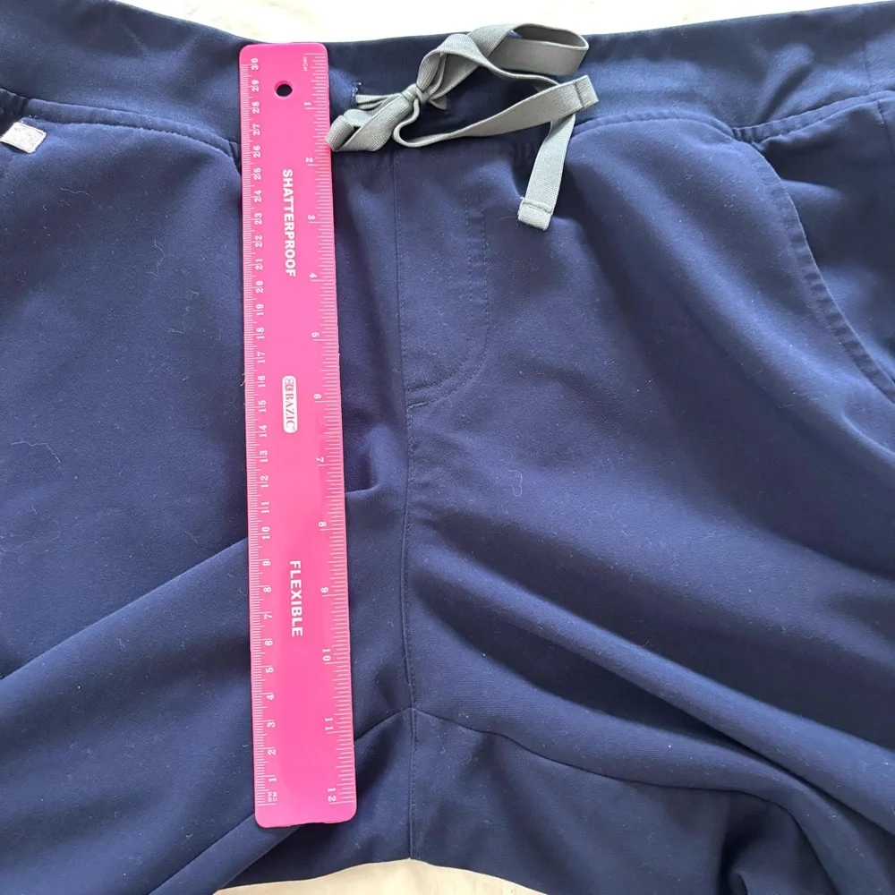 Figs Navy Zamora Joggers Scrub Pants Elastic Waist Zip Pocket SZ L T Worn 1X